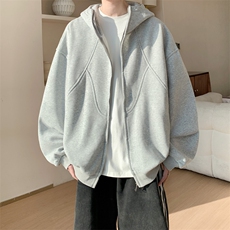 内景秋冬新款拼接开衫卫衣男高街宽松连帽外套WY00741/P55加绒P60，女装短外套，电商B316