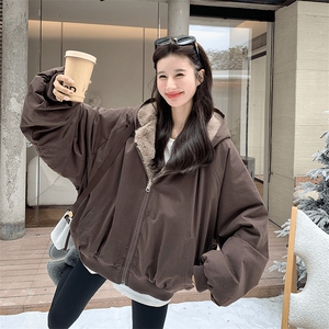 两面穿现货重磅短款座山雕棉衣男女双面穿毛毛绒棉服加厚外套图片