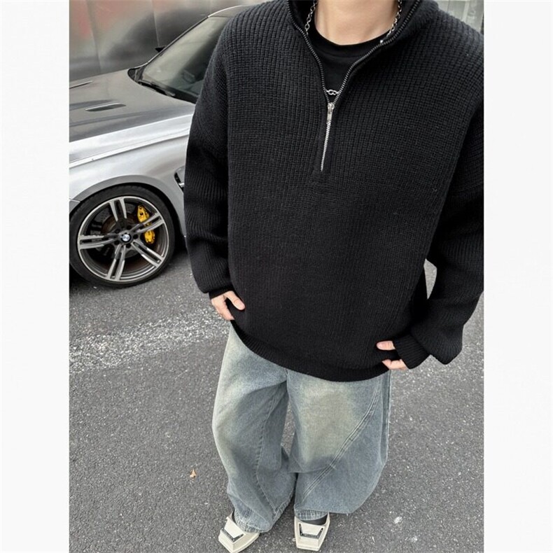 美式潮牌秋冬季新款复古毛衣开衫男女宽松针织衫MZ782-P60图片