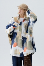 XZ-230-1CS527秋中性风宽松轻奢水墨涂鸦酷炫休闲长袖衬衫P50控68，男装衬衫，星座230-1