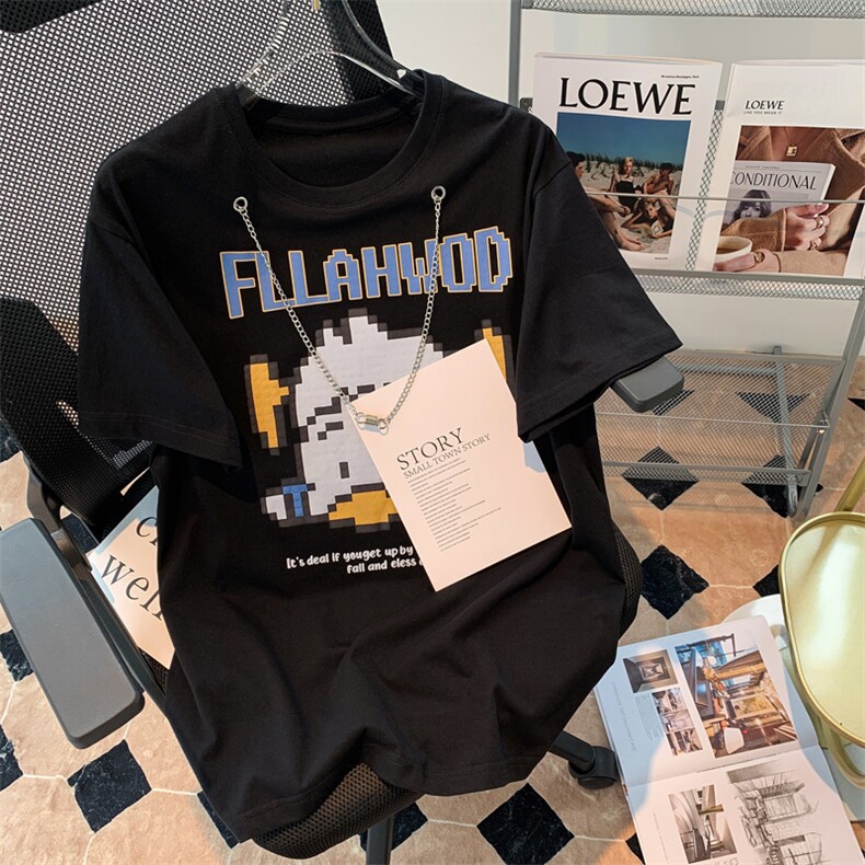 夏季新款宽松情侣T恤小众潮牌趣味卡通短袖上衣男 T1292-P25图片