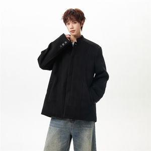现货 秋冬季加棉加厚立领短款毛呢夹克男中山装西服外套JK26-P118图片