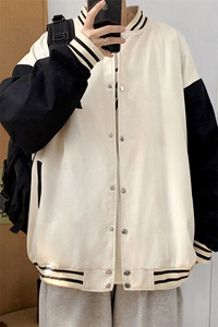 J1901 P30 室内港风 秋季新款棒球领夹克情侣棒球服糖果色外套图片