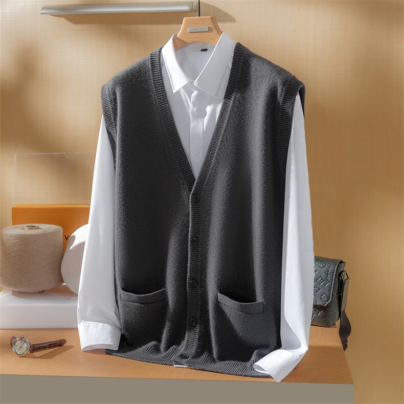 2025秋冬百搭时尚简约马甲男士羊绒衫，男装羊绒套衫，澳坤羊绒
