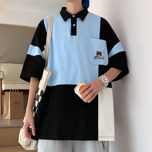 港风高街polo衫短袖t恤夏宽松ins潮情侣设计感小众上衣 T950-P30图片