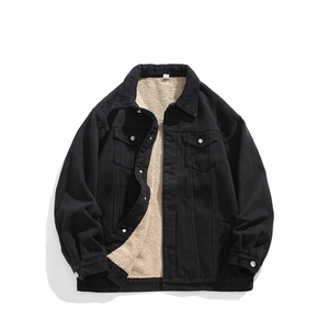 现货加绒牛仔棉服男士冬季外套羊羔绒翻领毛领保暖外套MY2250-P85图片