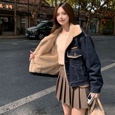 新款主推牛仔加毛毛外套2650-P175-K268，女装短外套，2C129