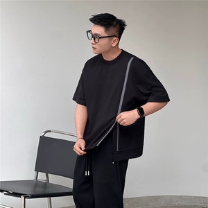 网图-（高定时装周）撞色拉链设计款短袖男开叉圆领T恤S414-特33图片