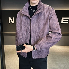 秋季宽松立领皮衣外套男装夹克大货C317-J1118-P155，男装夹克，电商C317