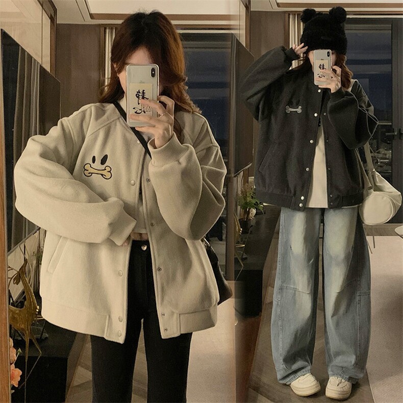 2026春季新款港风日系复古纽扣立领开衫棒球服外套女JK1408-P85,男装夹克,星座313A(原308A-2)
