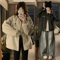 2026春季新款港风日系复古纽扣立领开衫棒球服外套女JK1408-P85，男装夹克，星座313A(原308A-2)