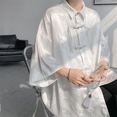 8XL-M特大码衬衫男新中式龙凤醋酸绸缎风外套五分袖CS513P45，男装衬衫，电商D206-1