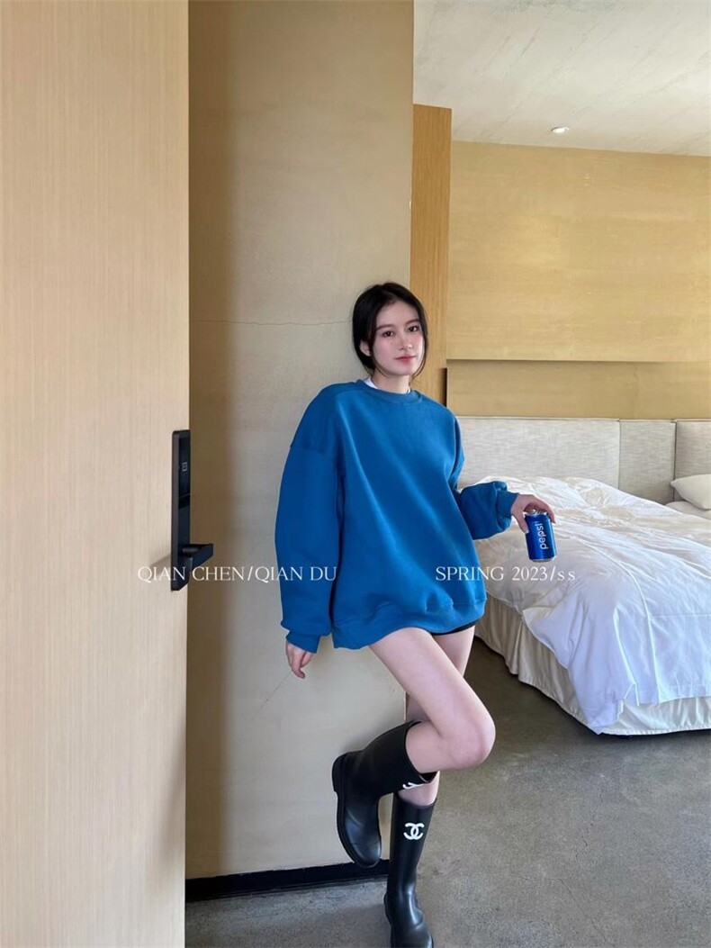 现货春季新款简约卫衣，女装卫衣/绒衫，QIANCHEN 谦晨(1F)