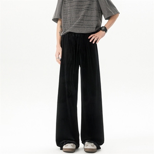 8XL-M 加绒美拉德宽松金丝绒阔腿裤垂感拖地裤K993P55加绒65控78图片