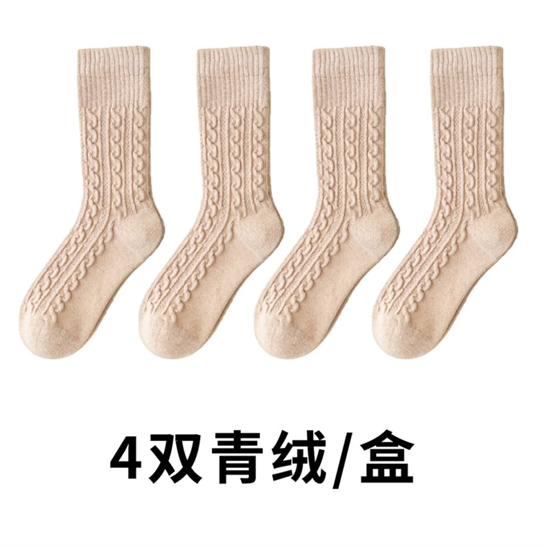 2025年秋季时尚百搭通勤简约休闲绞花加厚羊毛袜,饰品袜子,慕洵羊绒