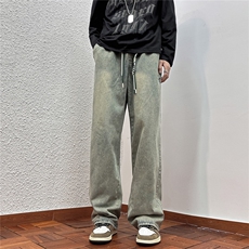 k1036-p48-控68M-5xl港风高阶黄泥黑暗宽松大码牛仔裤，男装牛仔裤，星座116