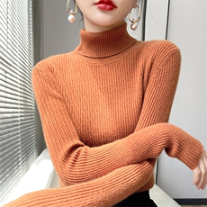 堆堆领毛衣女内搭秋冬2024年新款修身显瘦长袖紧身短款，女装针织衫/毛衣，皓宇羊绒