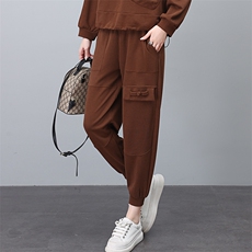 时尚宽松高腰休闲裤女秋冬新款百搭显瘦长裤韩版潮，女装休闲裤，叶笙衣