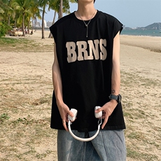 夏季港风t恤男宽松大码纯棉运动背心坎肩潮牌无袖BX005P25，男装背心/马甲，星座1204-3
