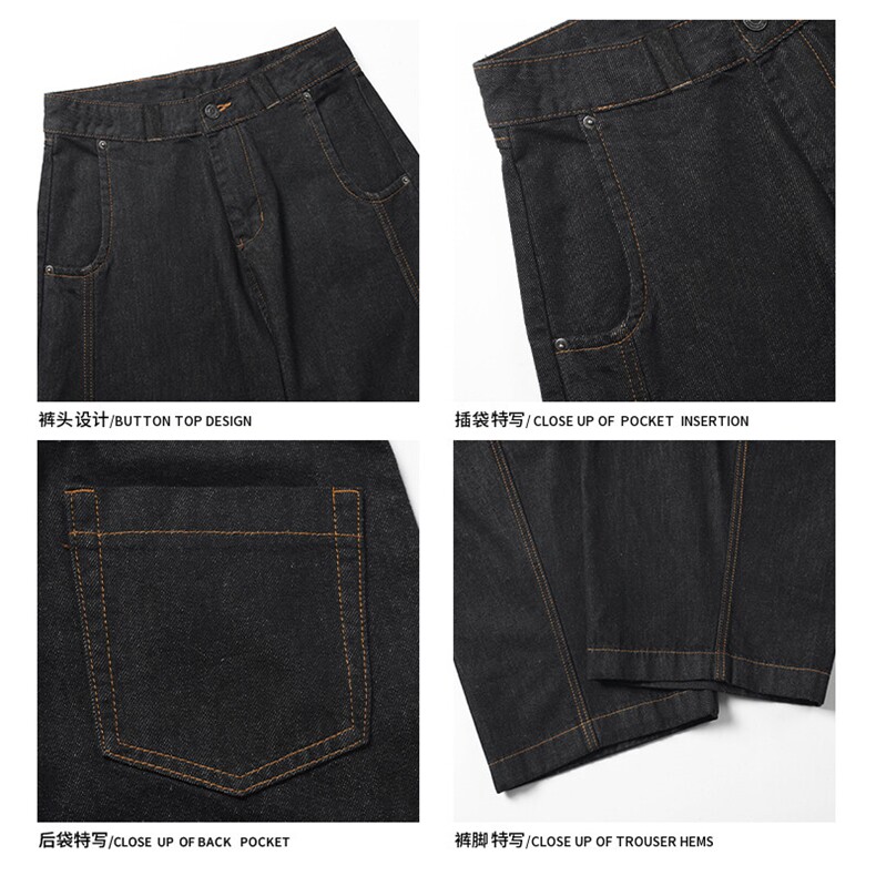 2026春季新款白底大码美式黑色弯刀牛仔裤M-5XGK25119-特P35,男装牛仔裤,电商A022