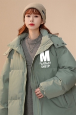 中性风22冬季新款设计感M印花加厚连帽面包服棉衣MY204P115控158，男装棉衣，A247A