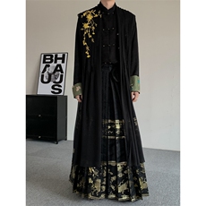 汉服类目24新中式长衫原创风新中式男女立领盘扣外套织金马面裙，男装民族服装，星座909