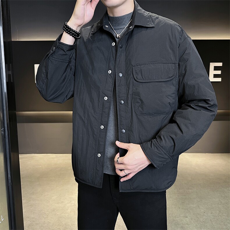 90新标2025设计款简约休闲翻领轻薄保暖羽绒服外套75381-P198,男装羽绒服,电商A413