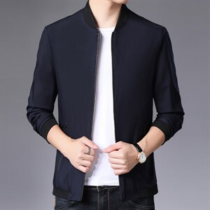 夹克时尚棒球领外套中年男士商务休闲爸爸装春秋款2023新款上衣图片
