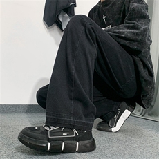 春季新款美式复古vibe裤子ins高街潮水洗黄泥染牛仔裤男N0932-P40，男装牛仔裤，星座308B-1