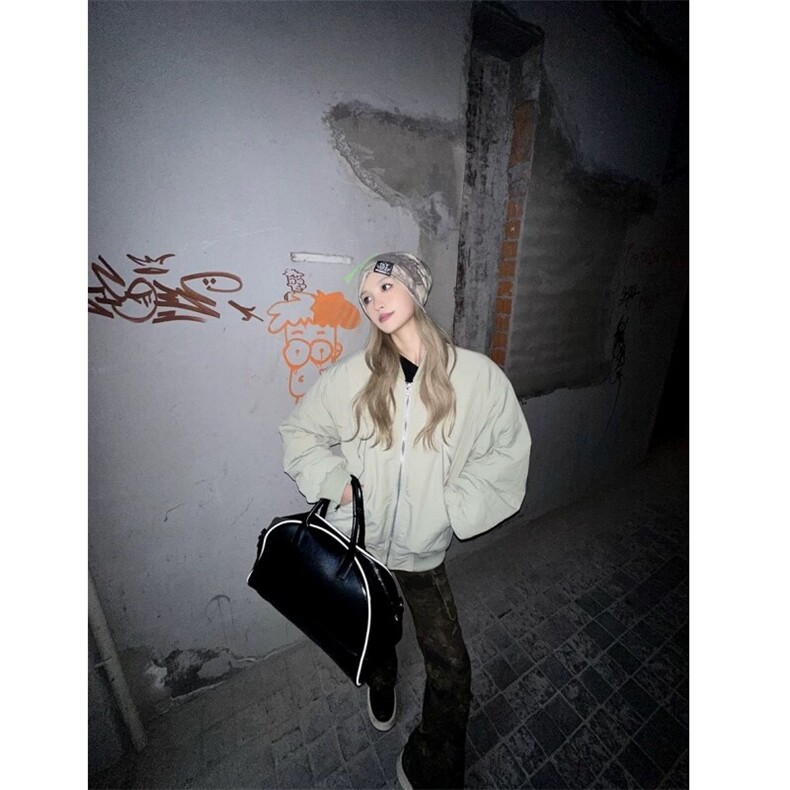 （现货）豆绿色大拉链口袋男女棉服立领棉衣,男装棉衣,星座807