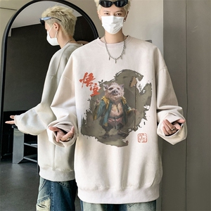 秋装复古美式水洗做旧重磅麂皮绒圆领卫衣301B-JB1511-p45图片