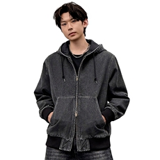 美式高街大口袋连帽牛仔夹克复古工装外套A436-W991-P115168，男装夹克，电商A436