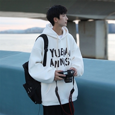 抖音供货、加绒360克现货字母印花连帽卫衣宽松D223A-WY2247-P50，男装卫衣，电商019-1