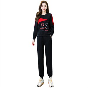 微胖减龄巨显瘦遮肉套装大码女早秋穿搭时尚气质休闲哈伦裤两件套图片