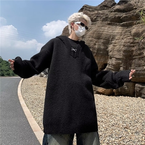 美式渐变纱刺绣字母条纹毛衣男圆领宽松慵懒风秋冬针织MY9150-P53图片