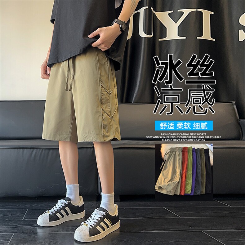 抖音品质冰丝宽松中裤薄款休闲五分裤子男A146-GY253特p30量大优,男装牛仔裤,HDA146