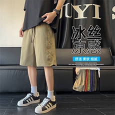 抖音品质冰丝宽松中裤薄款休闲五分裤子男A146-GY253特p30量大优，男装牛仔裤，HDA146