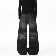 XZ-221-5/K2321/P50复古猫须纹水洗弯刀直筒美式微喇牛仔裤，男装牛仔裤，星座221-5