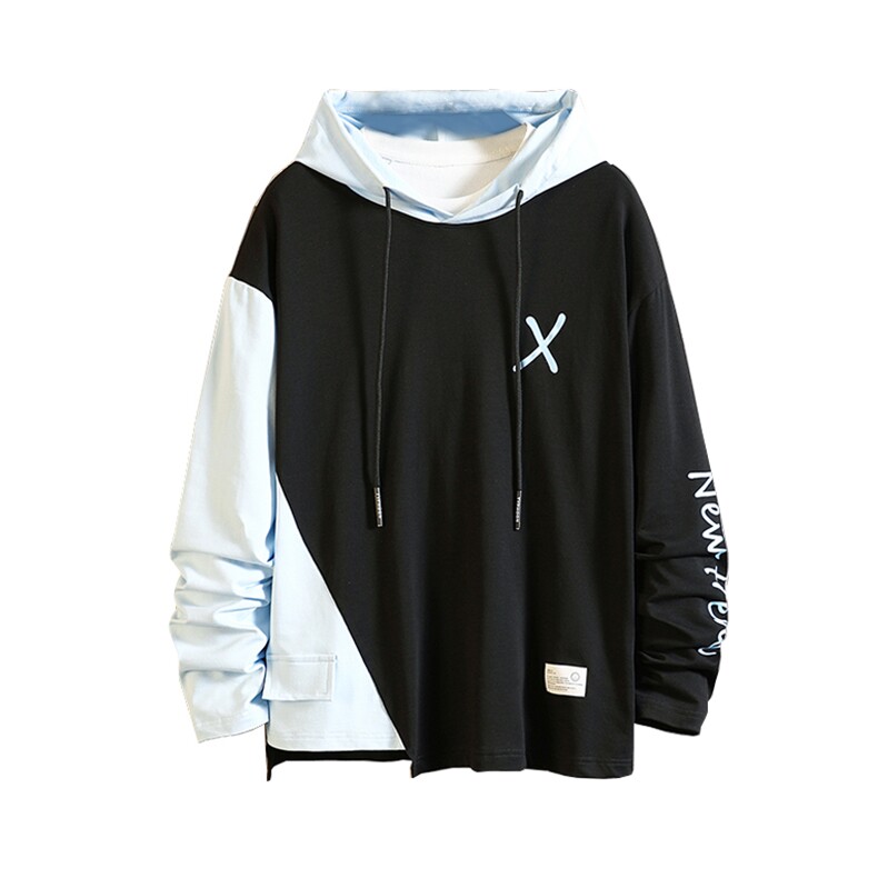 7XL~M外贸2023秋季新款连帽拼接撞色卫衣外套男大码胖子控价78，男装卫衣，钱塘717(原712)
