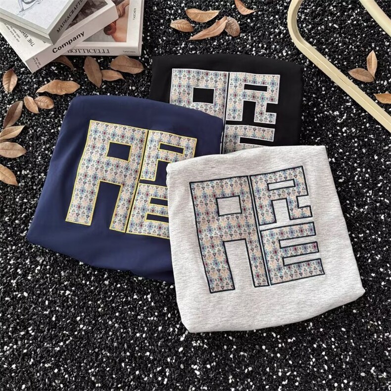 WE1766-P39美式重磅复古个性刺绣宽松短袖男新款，男装T恤，电商B323A