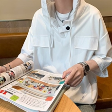 C450-P332024夏季新款日系潮牌宽松上衣连帽冰丝短，男装卫衣，星座512-6