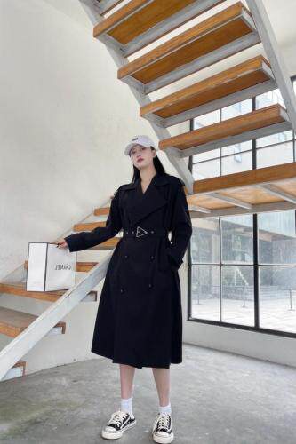 收腰长款风衣，女装风衣，谦度