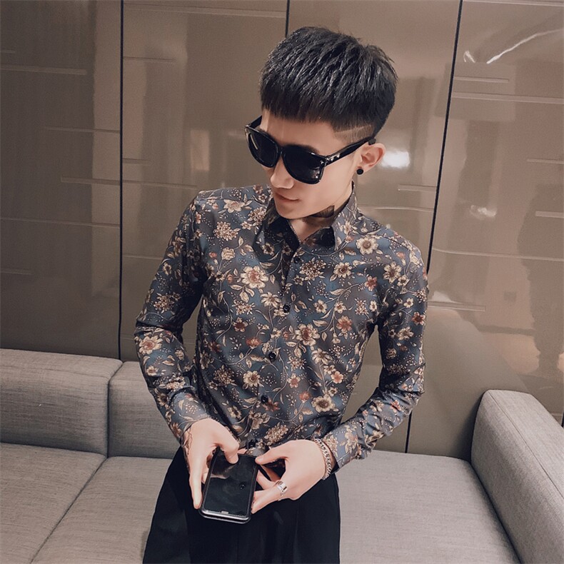 312A-921-P55新款社会小伙长袖衬衫青年男士潮流衬衣A,男装衬衫,星座312A-5