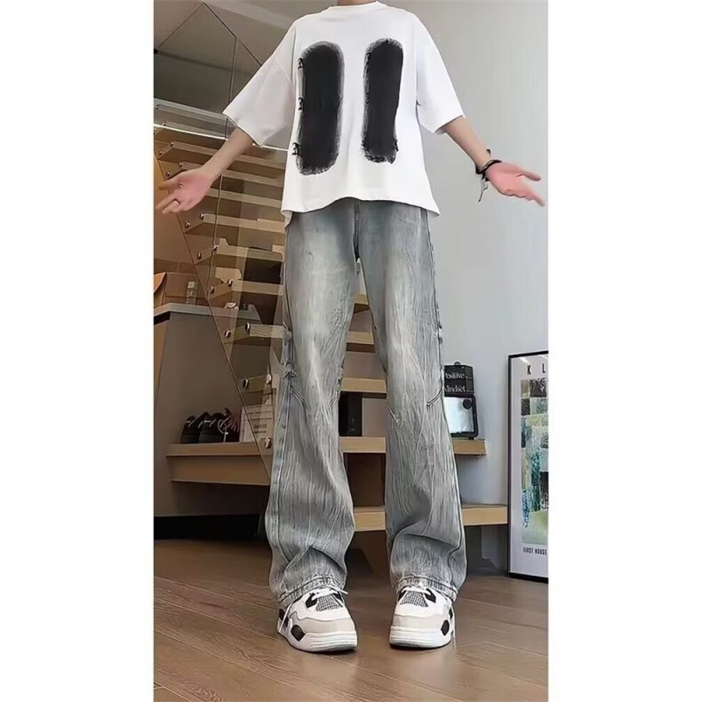 1506-1/K5001/P43.5个性字母牛仔裤嘻哈ins潮高街潮流痞帅长裤男,男装牛仔裤,星座1506-1