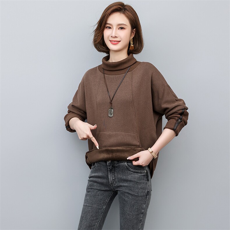 加绒卫衣女2022新款冬季高领短款时尚洋气秋冬打底上衣,女装卫衣/绒衫,忆绮罗