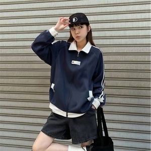 抖音得物品质秋冬美式高街重磅结构拼接织带翻领卫衣夹克外套W113图片