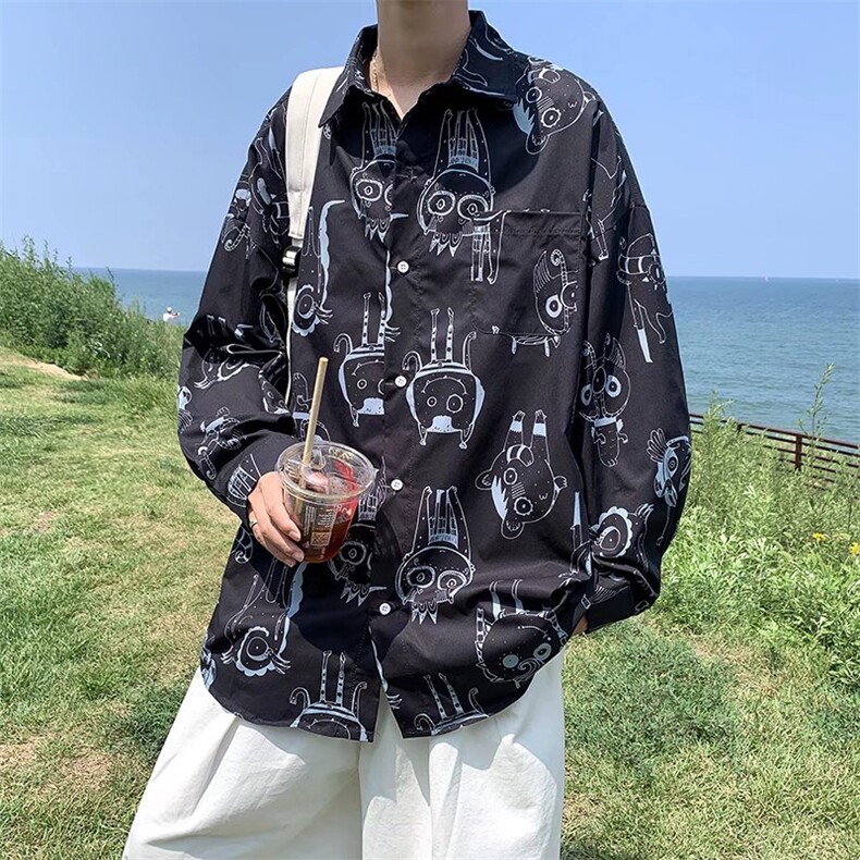 长袖印花衬衫春款男港风潮流C511P28,男装衬衫,星座1116-2