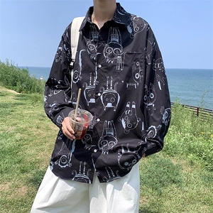 长袖印花衬衫春款男港风潮流C511P28图片