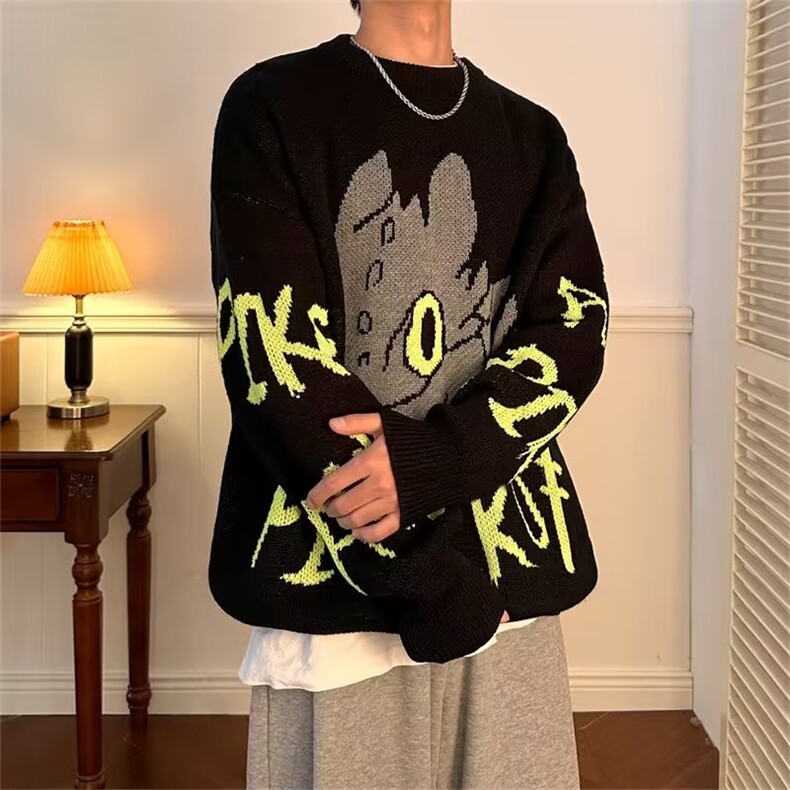 潮流ins韩版秋冬款针织衫卡通提花圆领套头毛衣M5553P44,男装针织衫/毛衣,星座1116-2
