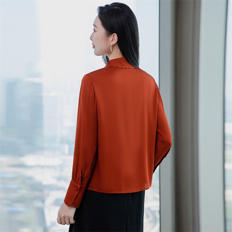 高级感缎面真丝衬衣2026早春新款长袖真丝衬衫女大码上衣,女装衬衫,阿舍尔精品
